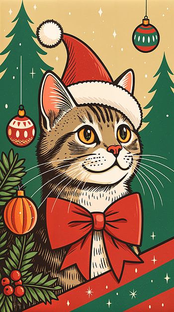 Christmas Cat : Festive Feline Fun, cat, Christmas, holiday, christmas ornaments HD phone wallpaper