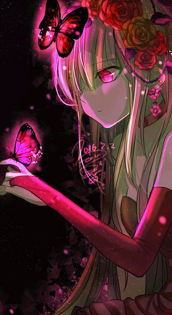 Anime girl, red, magneta HD phone wallpaper