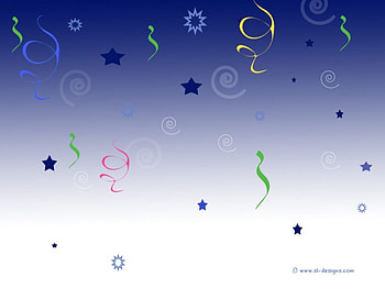 Party Fun, on blue, party streamers, stars, swirls HD wallpaper