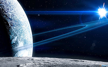 Blue light, blue, universal, planet, light, space, rim HD wallpaper