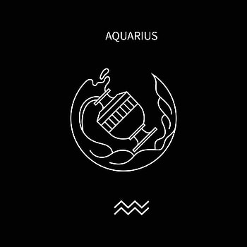 Aquarius Zodiac Sign, Zodiac horoscope symbol, Flat line vector, Astrology and mythology HD phone wallpaper