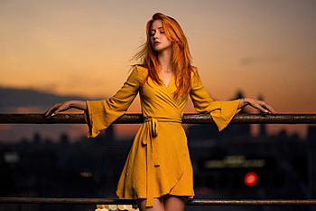 Redhead Girl Yellow Clothing, redhead, yellow-dress, girls, model HD wallpaper