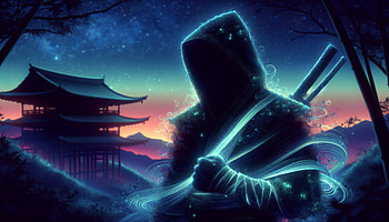 Mystical Samurai Digital Art, ninja, fantasy, silhouette, glow HD wallpaper
