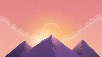 The ascent, mountains, sunset, minimal HD wallpaper