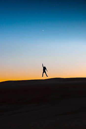Sky, Night, Silhouette, Miscellanea, Miscellaneous, Human, Person, Bounce, Jump HD phone wallpaper