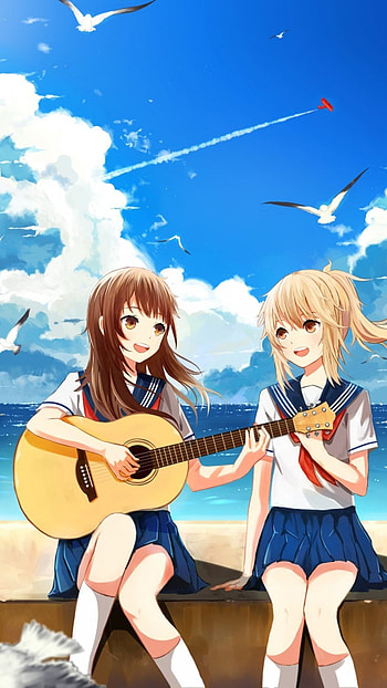 Anime Best Friends, Guitar HD phone wallpaper