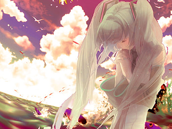 Praying, miku, hatsune miku, hatsune, water, miku hatsune HD wallpaper