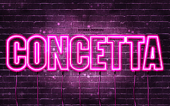 Concetta, , with names, female names, Concetta name, purple neon lights, Concetta Birtay, Happy Birtay Concetta, popular italian female names, with Concetta name HD wallpaper