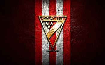 Always Ready FC, golden logo, Bolivian Primera Division, red metal background, football, Venezuelan football club, Club Always Ready logo, soccer, Venezuelan Primera Division, Club Always Ready HD wallpaper