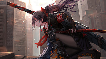 Anime Cyber Arm Sword Girl , artist, artwork, artstation HD wallpaper