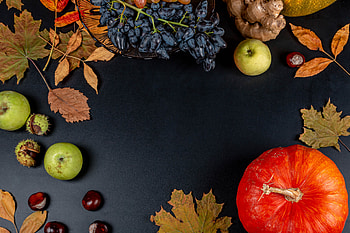 Apple, Autumn, Leaves, Pumpkin, Miscellanea, Miscellaneous HD wallpaper