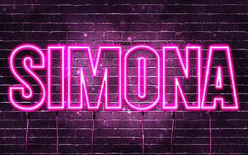 Simona, , with names, female names, Simona name, purple neon lights, Simona Birtay, Happy Birtay Simona, popular italian female names, with Simona name HD wallpaper