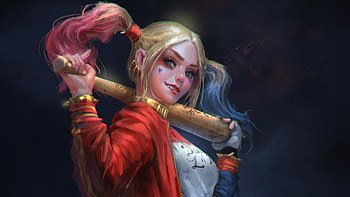 Artwork, villain, Harley Quinn HD wallpaper