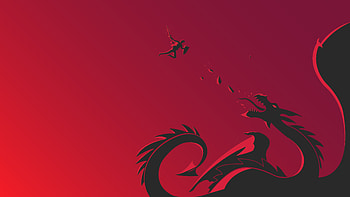 Red Dragon Vs Warrior, dragon, warrior, artist, artwork, digital-art HD wallpaper