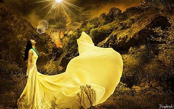 Shine on me, yelllow, art, woman, shine HD wallpaper