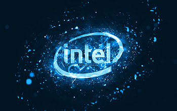 Intel blue logo, , blue neon lights, creative, blue abstract background, Intel logo, brands, Intel HD wallpaper