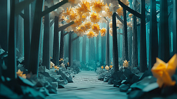 Enchanting Forest Path -, forest, path, leaf, paper art, nature HD wallpaper