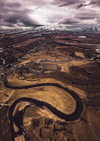 Winter, Nature, Roads, Mountains, Snow, View From Above, Iceland HD phone wallpaper