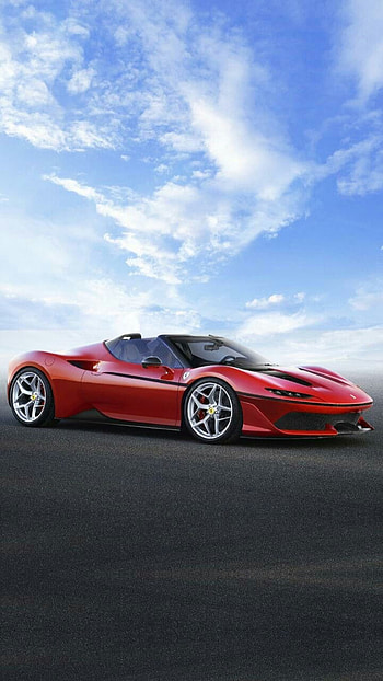 Red Ferrari, cloud, sky, fast, car, super-car, italy HD phone wallpaper