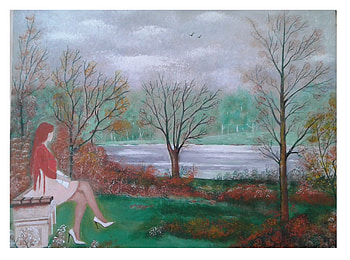 acrylic painting by saad Antoine kilo.copyrighted , river, shoes, color, art, nature, models, people, female HD wallpaper