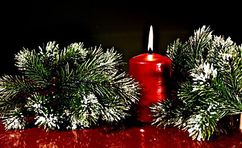 Holidays, Surface, Branches, Needles, Christmas Candle, New Year's Candle HD wallpaper