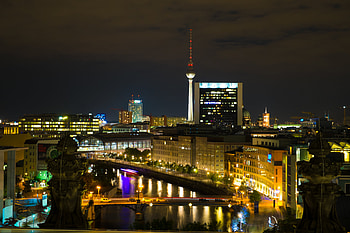 Cities, Rivers, Building, Lights, Night City HD wallpaper