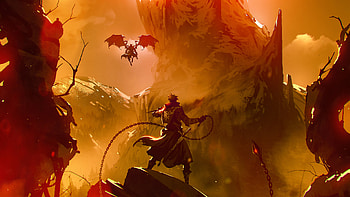 Fighting With Devil , devil, fire, artist, artwork, digital-art, artstation HD wallpaper