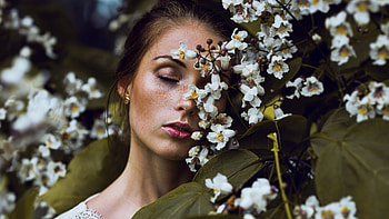Lovely Girl, face, model, flowers, wpman HD wallpaper
