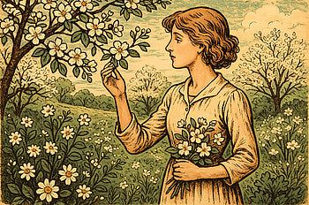 Vintage Spring Bloom – Ultra, woman, flower, nature HD wallpaper