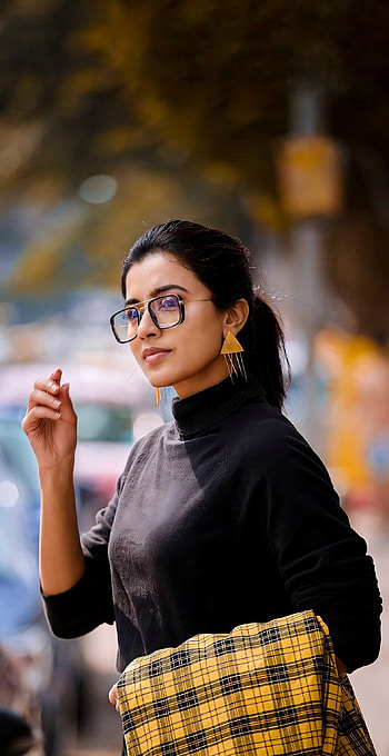 Anju Kurein, glasses, tartan HD phone wallpaper