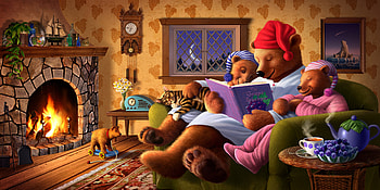 Sleepytime grape, bear, fantasy, sleepytime grapes, jerry lofaro, cute, luminos HD wallpaper
