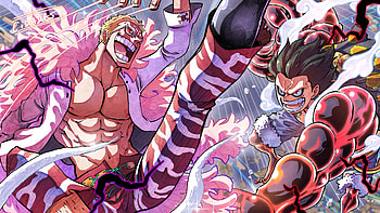 Luffy vs Doflamingo, Donquixote Doflamingo, Monkey D. Luffy, Gear Fourth, Anime, One Piece HD wallpaper