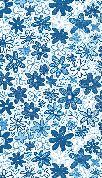 Blue Floral Delight - Design, blue flower, illustration, design HD phone wallpaper
