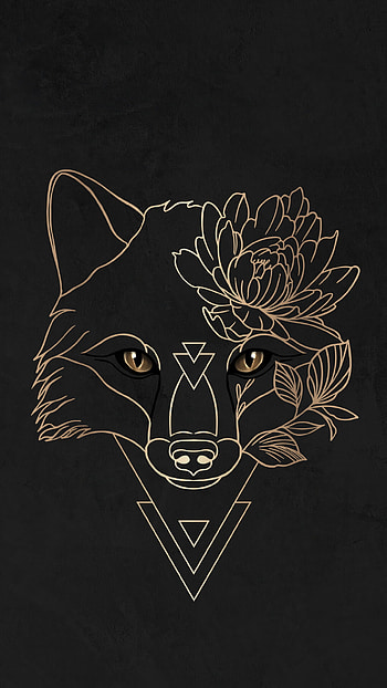 Minimal fox art, Mystical creature, Dark background HD phone wallpaper