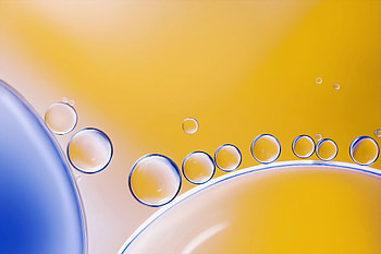 Abstract, water, blue, yellow, texture, oil, bubble HD wallpaper
