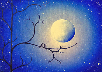 Full moon, night, blue, white, rachel bingaman, stars, spring, branch, moon, luna, sky, luminos HD wallpaper