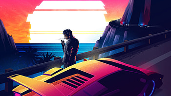 Retrowave Smoking Person, retrowave, artist, artwork, digital-art, behance HD wallpaper