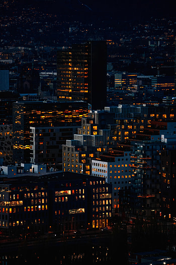 Cities, Architecture, Building, View From Above, Dark, Night City HD phone wallpaper