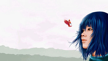 Vector, Bird, Sight, Opinion, Girl, Face HD wallpaper