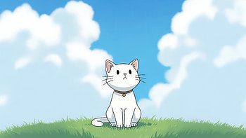 Cute White Kitten Sitting Grass, cute, white, kitten, grass, artist, artwork, art, digital-art, ai HD wallpaper