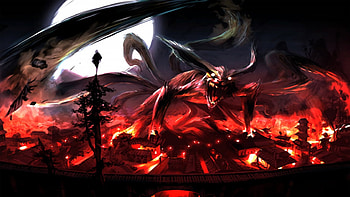 Naruto, fire, red, nine tailed fox HD wallpaper