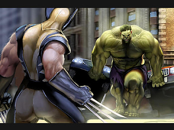 Hulk vs logan, artwork, cg, abstract, marvel HD wallpaper
