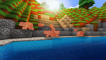 Isle of Pigs - Animal Mobs in RealmCraft Minecraft Clone, games, fun, mobile games, playgames, minecraft, sandbox, 3d, , game, realmcraft, art, minecrafters, pixel art, pixel games, minecraft, mobile, adventure, open world game, action, building, 3d building games, pixel, gaming HD wallpaper