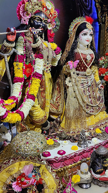 Hare krishna, art, yellow HD phone wallpaper