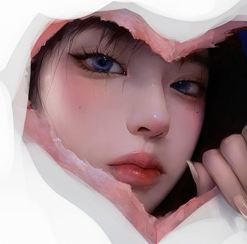 Girl, white, pink, fantasy, art, miqi, face, heart HD wallpaper