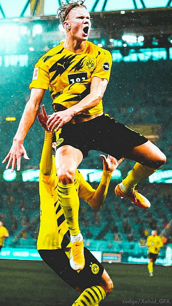 Erling Haaland, sports uniform, green HD phone wallpaper