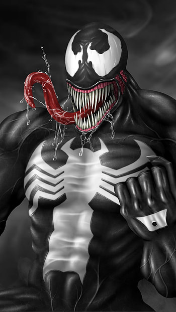Venom, Black And White, Background HD phone wallpaper
