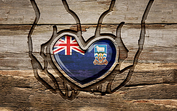 I love Falkland Islands, , wooden carving hands, Day of Falkland Islands, Falkland Islands flag, Flag of Falkland Islands, Take care Falkland Islands, creative, Falkland Islands flag in hand, wood carving, South American countries, Falkland Islands HD wallpaper