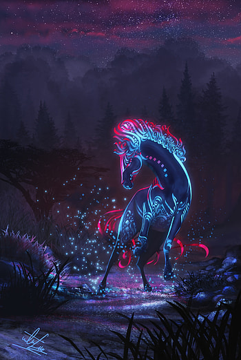 Fantasy, Art, Pattern, Particles, Horse HD phone wallpaper