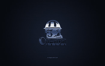 Tulsa Oilers, American hockey club, ECHL, blue logo, blue carbon fiber background, East Coast Hockey League, hockey, Oklahoma, USA, Tulsa Oilers logo HD wallpaper